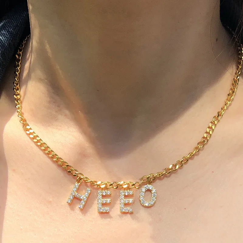 

Custom Name Stainless Steel Gold Necklace For Women Personalized Letter Name Necklace Choker Pendant Jewelry Gifts Bijoux Femme