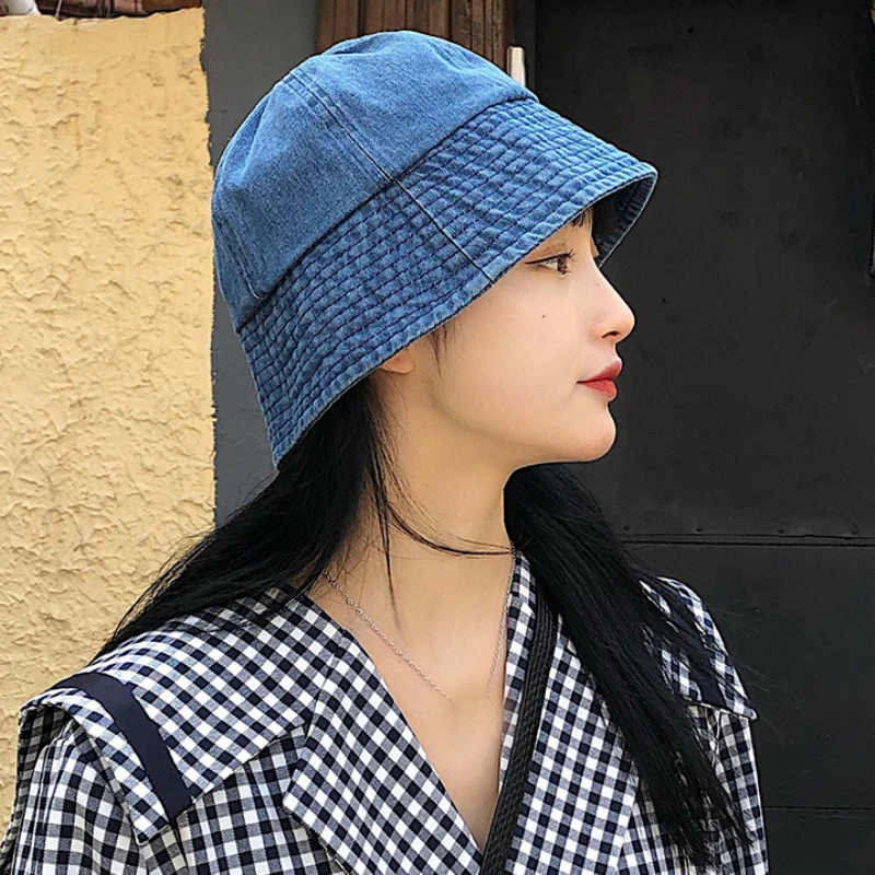 

Панама унисекс, из хлопка и денима, однотонная, с возможностью упаковки, весна-лето, 2020