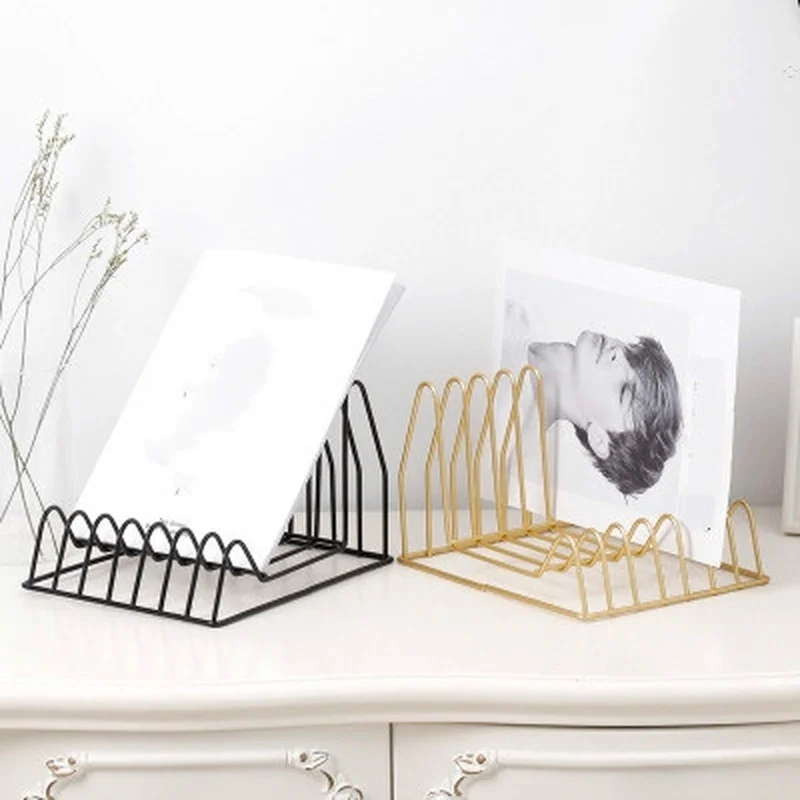 

Nordic простой из кованого железа Настольный стеллаж для хранения файлов журнал книгодержатель офисный стеллаж для выставки товаров канцеляр...