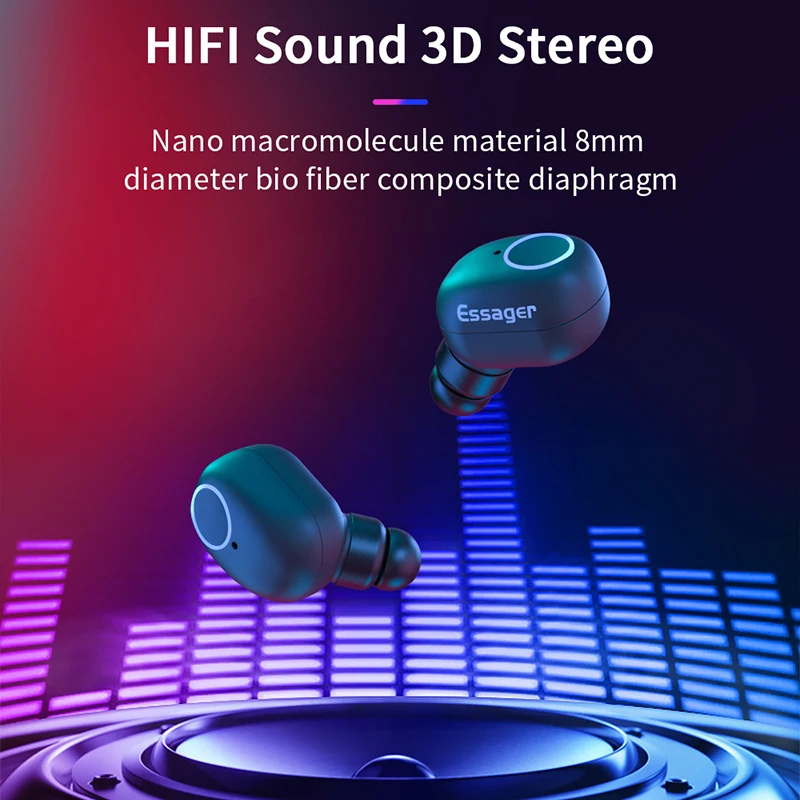 TWS-наушники Essager Mini с поддержкой Bluetooth 5 0 и зарядным футляром | Электроника