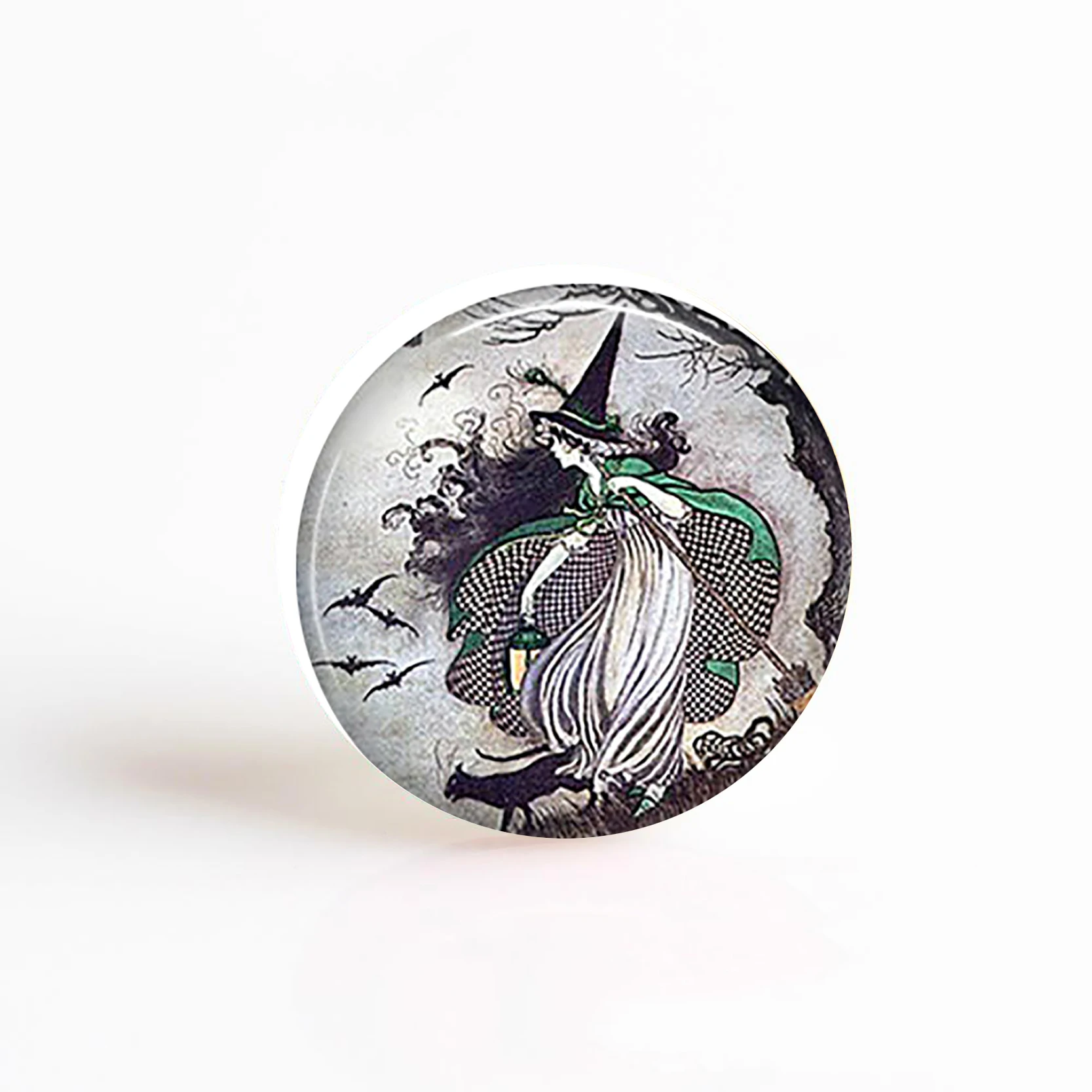 5 шт./лот 25 мм круглая ручная работа Хэллоуин тыква летучая мышь фото стеклянные