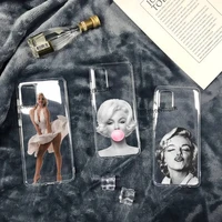 sexy girl marilyn monroe phone case for samsung a51 a71 a21s s10 s9 s8 plus s7 s10e s20 fe lite transparent cover