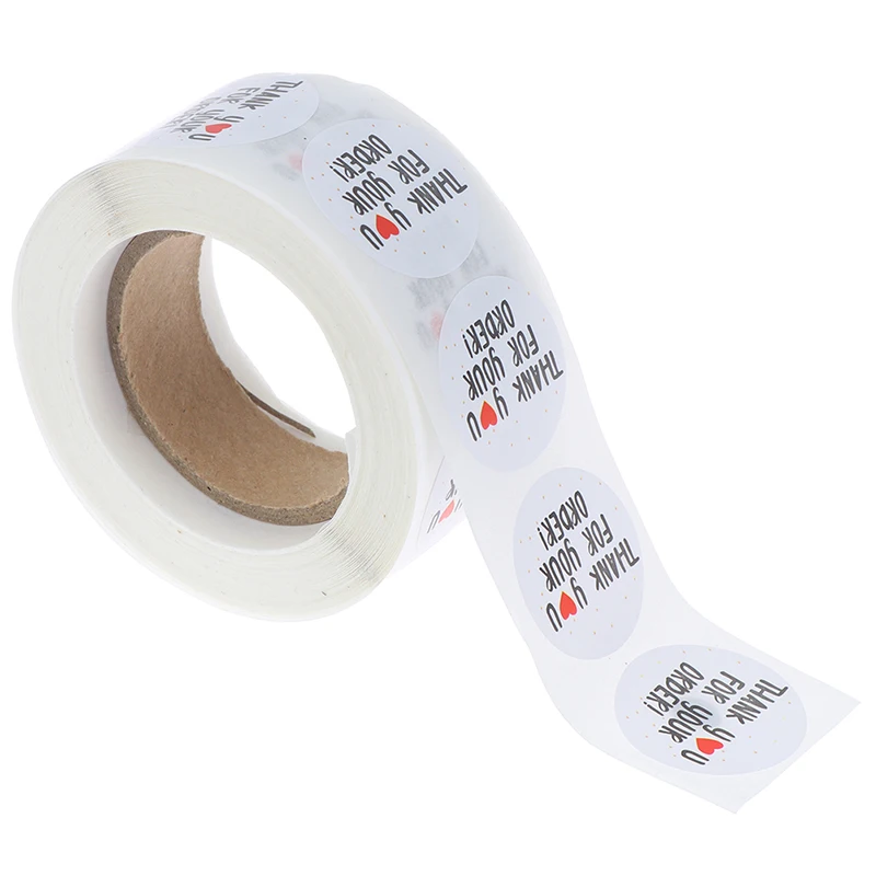 

500pcs Round Thank You For Your Order Sticker Heart Thanks For Shopping Small Shop Local Handmade Sticker White Labels Sticker