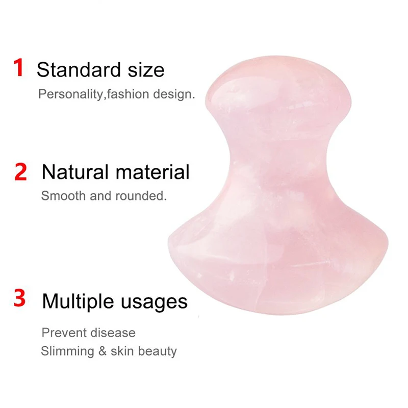 

Natural Rose Quartz Mushroom Facial Back Foot Acupuncture Massage Scraper SPA Therapy Jade Board Face Massager Gua Sha Tool