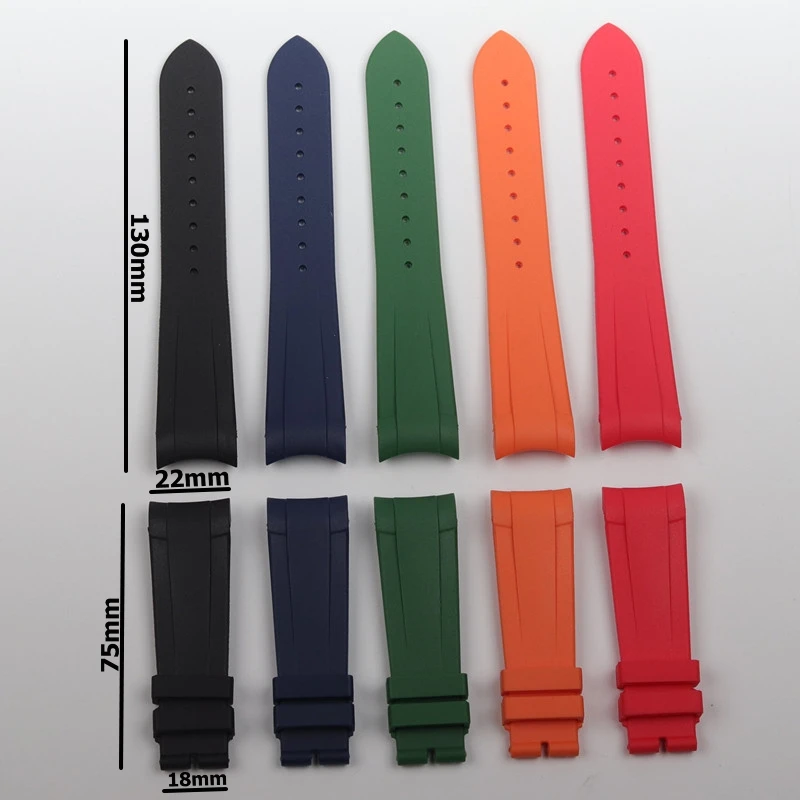 Ремешок силиконовый для наручных часов 22 мм мягкий резиновый браслет с