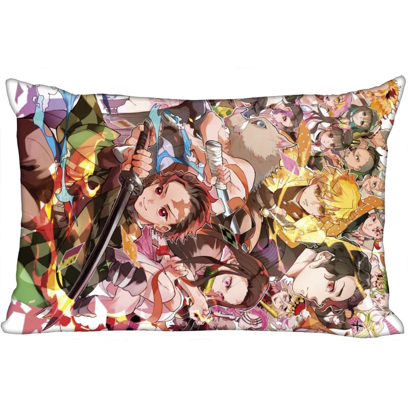 

Custom Kimetsu no Yaiba Anime Pillowcase Satin Fabric Pillow Cover Rectangle Zipper Pillow Cases Home Office Wedding Decorative