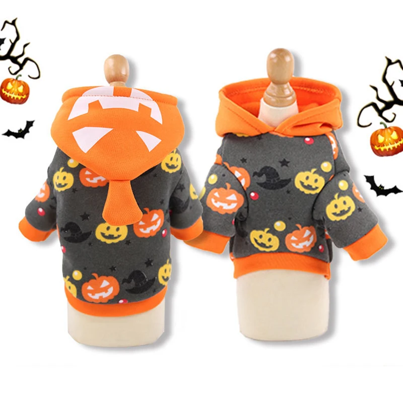 Одежда для собак щенков костюмы на Хэллоуин зимнее теплое пальто толстовки с