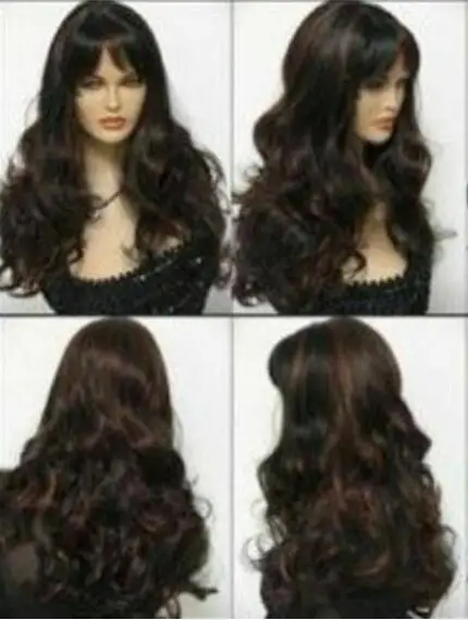 Очаровательный Новый длинный смешанный парик волнистые натуральные волосы