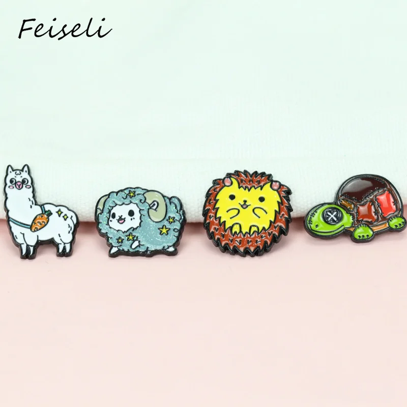 Feiseli мультяшная Милая брошь с черепахой в виде животного альпака ежика овцы для