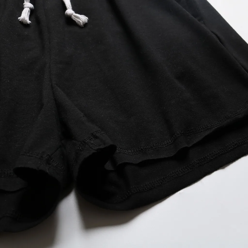 

New Women's Shorts Fashion Solid Elastic Waist Pockets Drawstring Shorts Summer Casual Loose Beach Shorts Home Sports Shorts