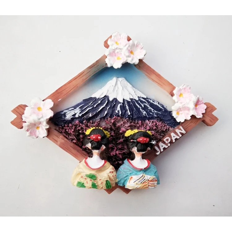 Mount Fuji girl Магнит на холодильник Декор японский туристский сувенир lucky cat Токио Fujiyama Kinkakuji магнитные наклейки на холодильник из смолы наклейки - Цвет: Mount Fuji girl