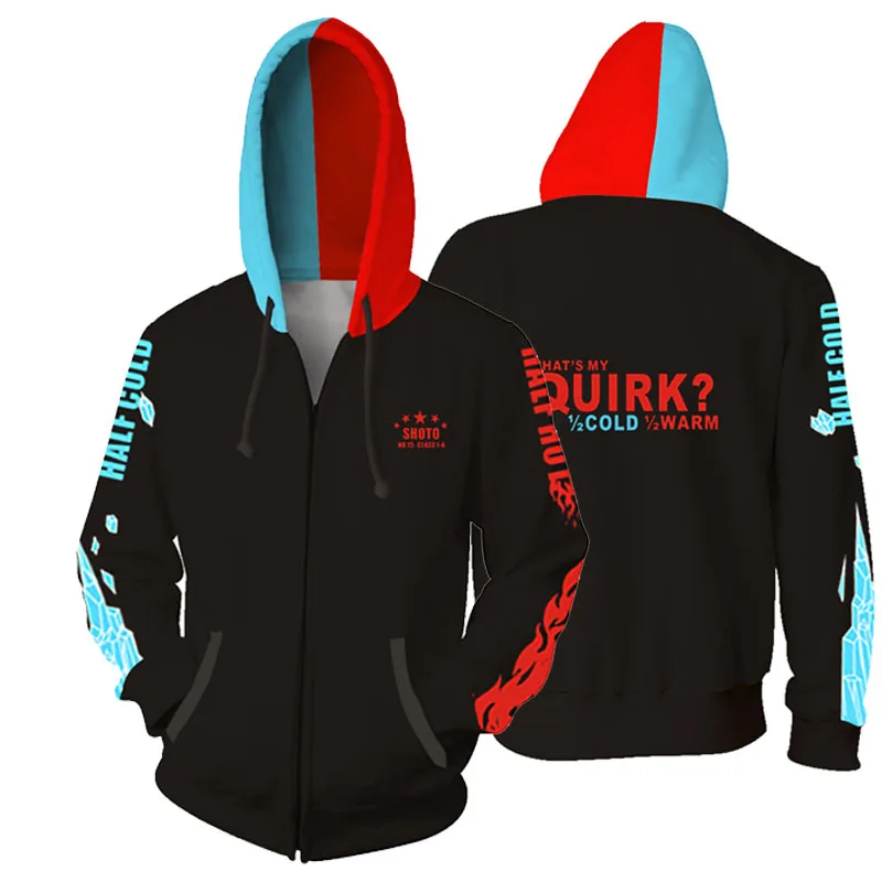 My Hero Academia Todoroki Shouto Cosplay Buko no Hoodies 3D Printed Zipper Men Women Sport Sweatshirt Jackets Coat | Тематическая