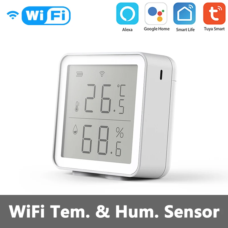 

Датчик температуры и влажности Tuya Wi-Fi, комнатный гигрометр, термометр, детектор, дистанционное управление через Alexa Google Home
