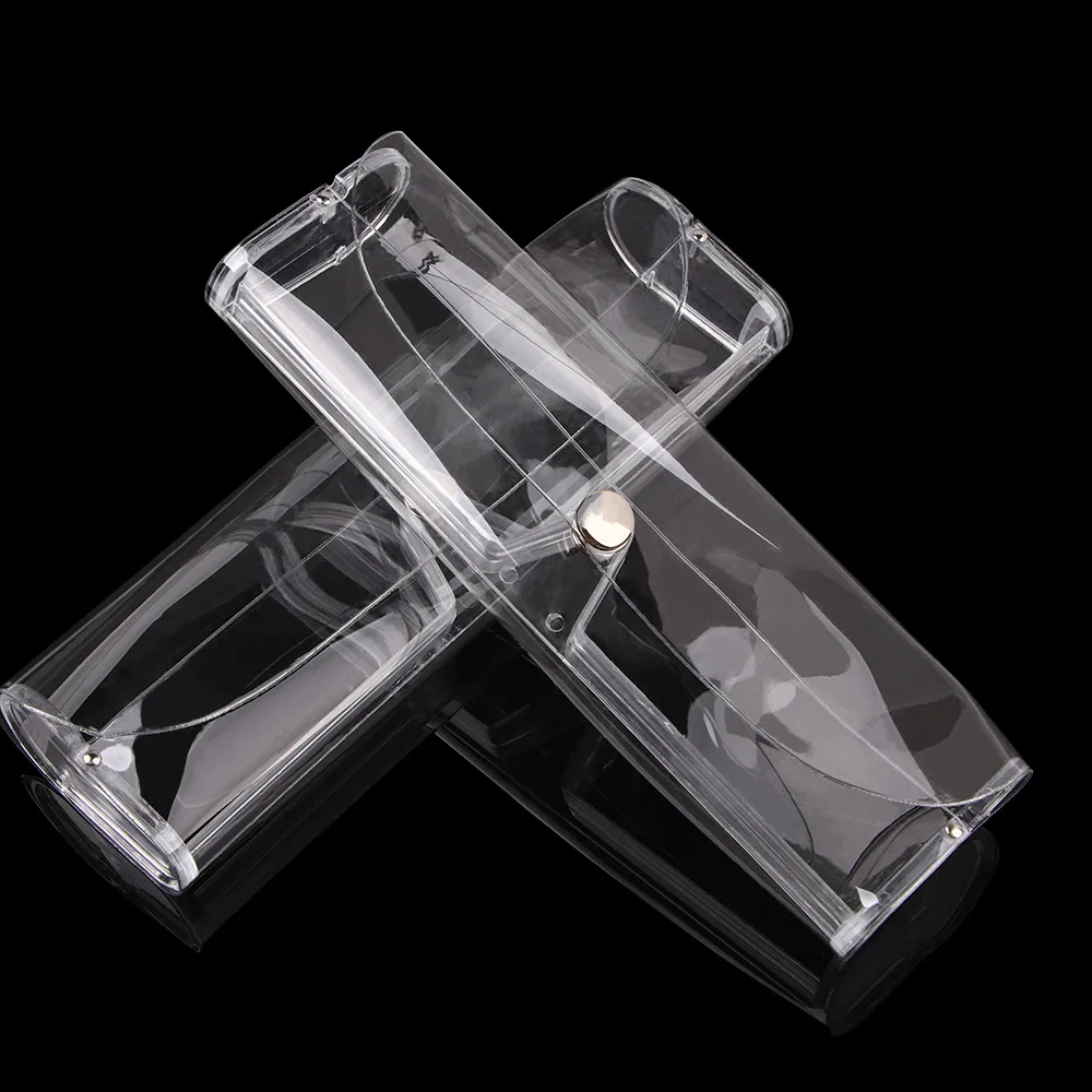 2 шт. сверхлегкие ПВХ портативные прозрачные чехлы для очков на кнопках прочные