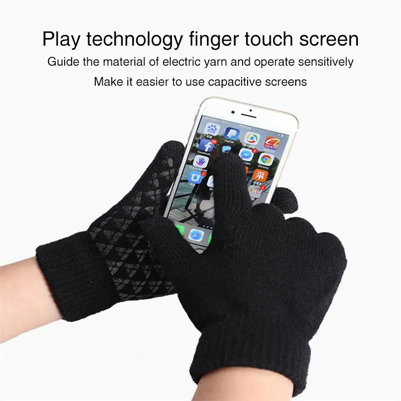 Winter cycling gloves for Men Women Knitted warmth thickening Non-slip Touch screen Motorcycle windproof | Спорт и развлечения