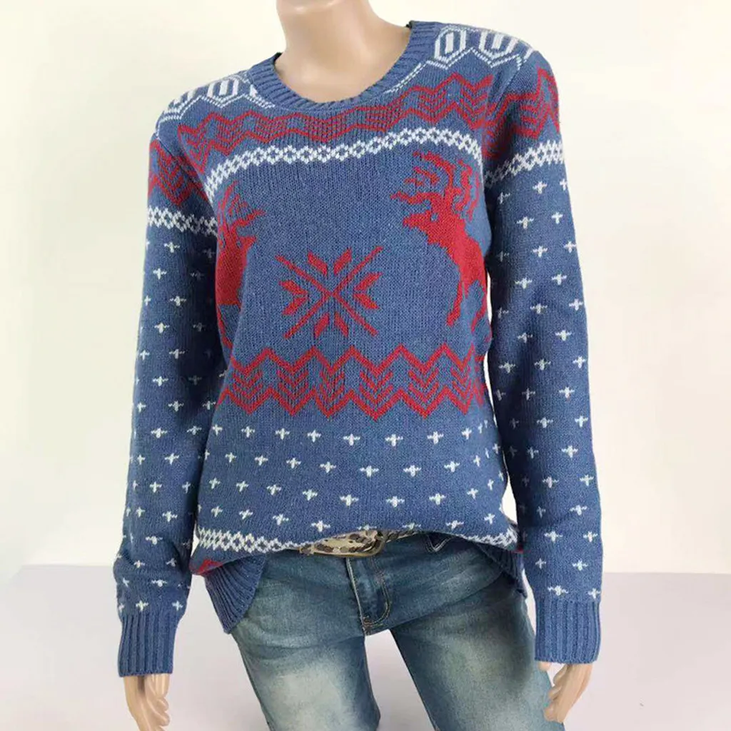 New Christmas Sweater Women Winter Knitted Female O-Neck Jumper Pullover Long Sleeve Knit Tops Pull Femme | Женская одежда