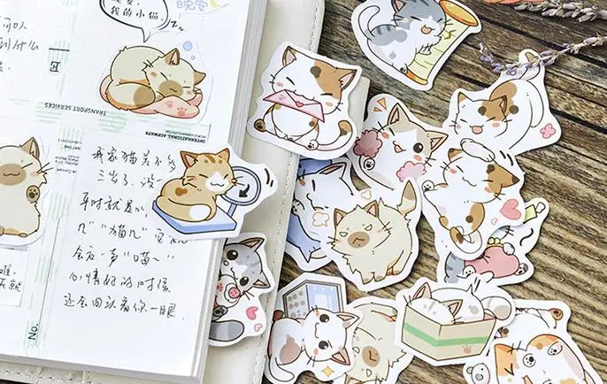 45 шт./упак. животное My Cat Мини Бумага клей Стикеры украшения DIY дневник в стиле Скрапбукинг печать этикеток Стикеры s канцелярских принадлежностей