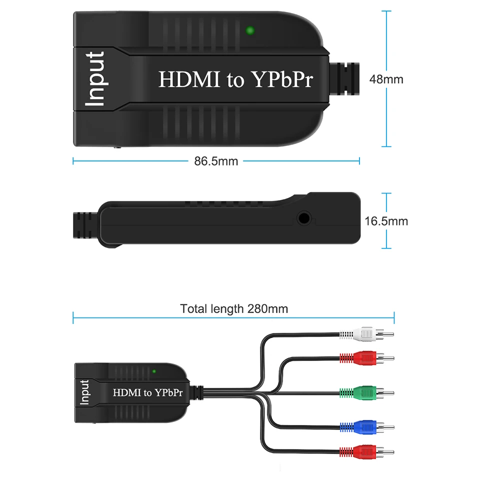 hdmi to 5rca component rgb ypbpr converter support osd 1080p with resolution switch for tvbox vhs vcr dvd recorders free global shipping