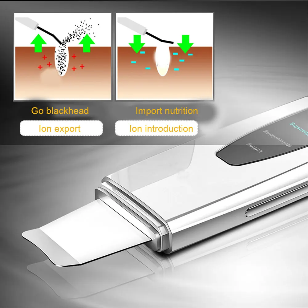 USB Ultrasonic Blackhead Remover Ion Deep Cleaning Skin Beauty Scrubber Peeling Shovel Facial Pore Cleaner Face Lifting | Красота и