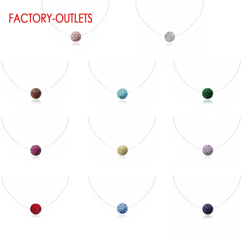 Crystal Pendant Transparent Line Necklace For Decoration 11 Colours Jewelry CZ Beads Bezel Setting Women Girls Party Gifts | Украшения и