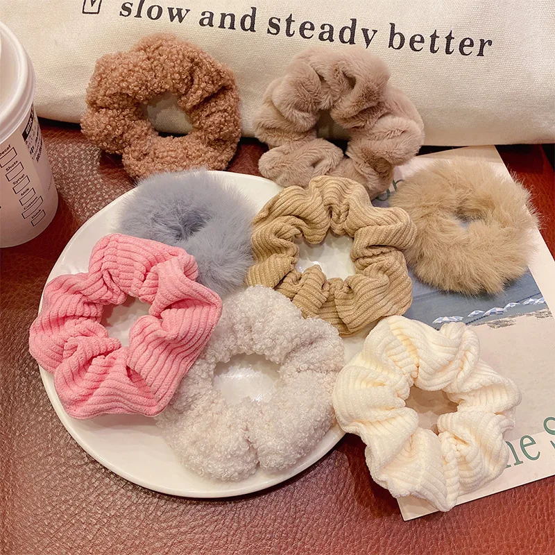 

7PCS Plush Hair Scrunchies Cute And Sweet Large Intestine Circle Ponytail Hair Circle Hair Elastic Bands Hair Accessories