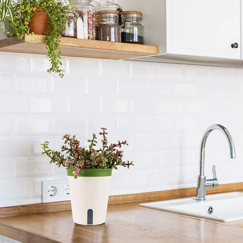 

Self Watering Planter Modern Flower Pot Decoration Garden Plastic Plant Pot Durable Smart Plant Pot for Indoor Outdoor Home