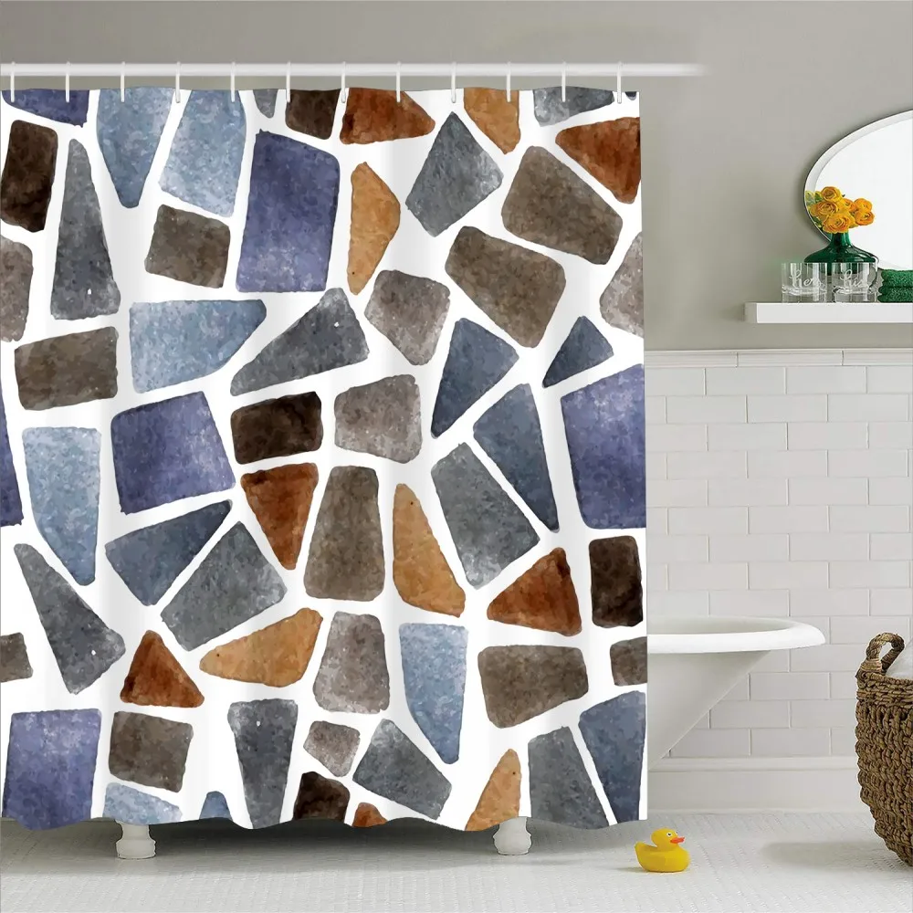 3D твердый камень узоры печать занавеска для душа 1 шт Мягкий полиэстер прочный