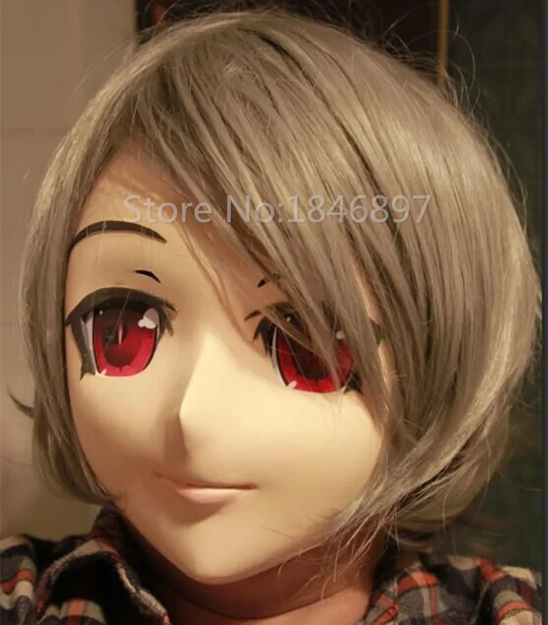 

hot sale male silicone half head short hair red eye anime kiger mask kigurumi cosplay role eye color can be customize
