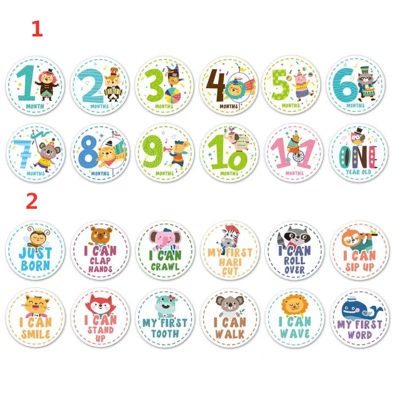 

1-12 Months Baby Monthly Milestone Stickers Growth Tracking Stickers Shower Registry Gift Scrapbook Photo Memory Keepsake