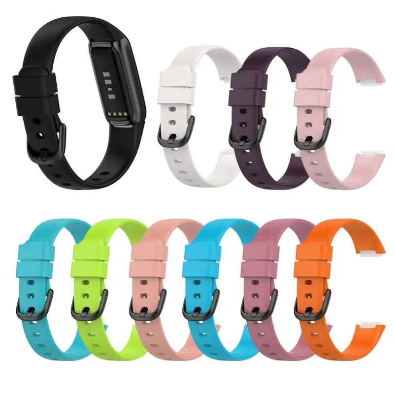 

Newest for Fitbit Luxe Soft Silicone Strap for Fitbit Luxe Monochrome Silicone Strap Black Buckle Replacement Wristband Dropship