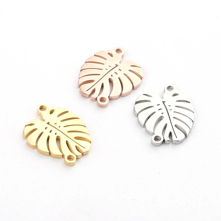 

14*16mm Stainless Steel Leaf Leaf Pendant Double Mirror Finish Polished DIY Jewelry Accessories Necklace Earring Connector