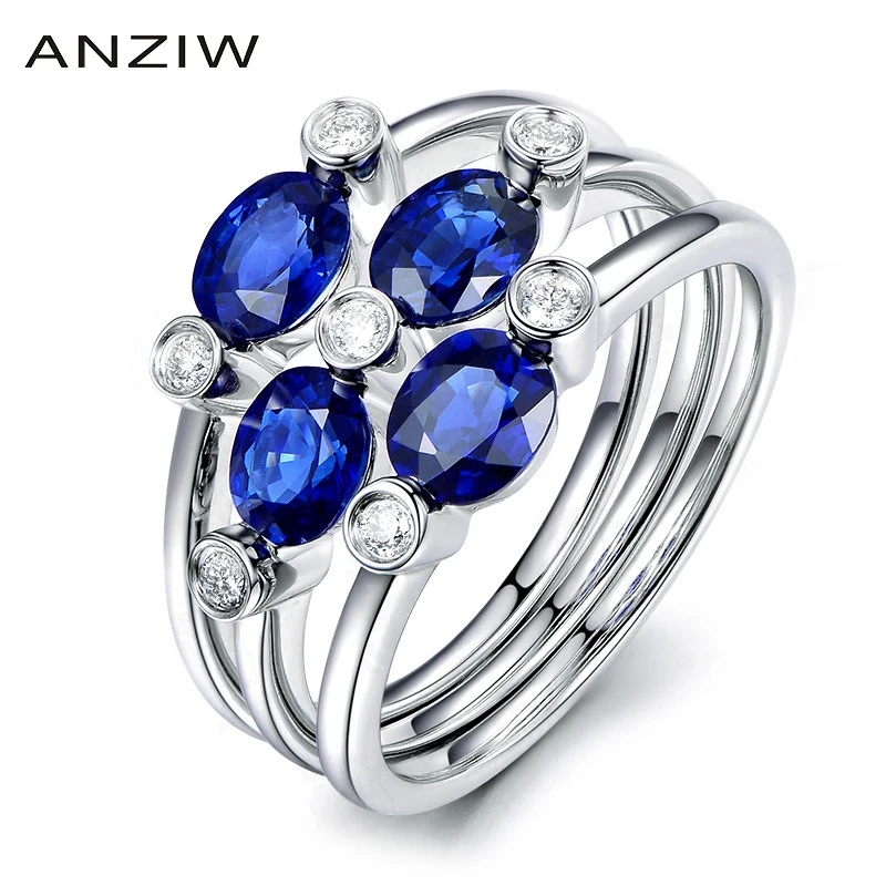 

ANZIW 0.25 Carat Oval Cut 3 Pieces Blue Sona Women Bridal Rings 925 Sterling Silver Rings Wedding Engagemet Jewelry Rings Gifts