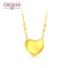 Ожерелье CHUHAN из чистого золота 999 пробы, ювелирные подвески в форме сердца с 3D подвеской из твердого золота 24 К, ожерелье из 18-каратного золота AU750