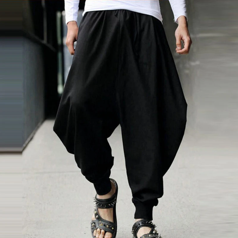 

2021 Spring Summer Fashion Retro Solid Harem Pants For Men Casual Cotton Linen Trousers Male Harajuku Streetwear Loose Clothing