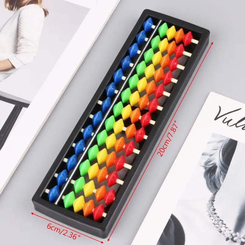 

Портативный пластиковый инструмент QX2B 13-колонный для расчета Abacus арифметические счеты соробан с красочными бусинами, детские развивающие игрушки