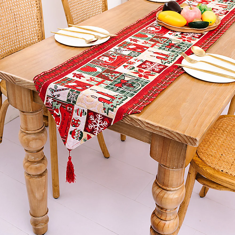 

Christmas Decoration Creative Table Runner Tablecloth Runners Gift Polyester Polycotton Creativity Red Desktop Oranment