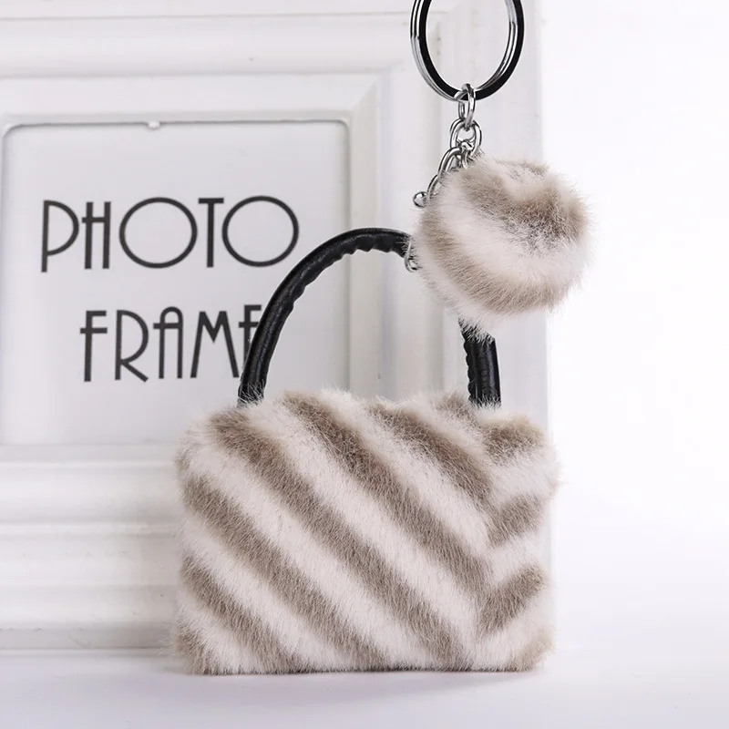 Новый стиль плюшевая сумка в полоску креативная мини с помпонами Очаровательная