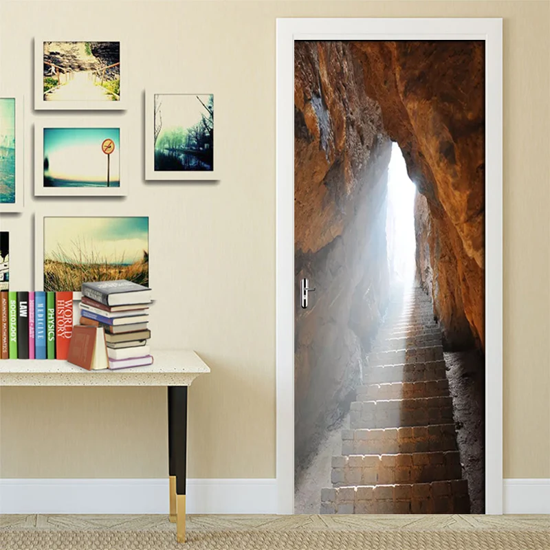 Самоклеящаяся ПВХ наклейка на дверь стену примитивная пещера камень