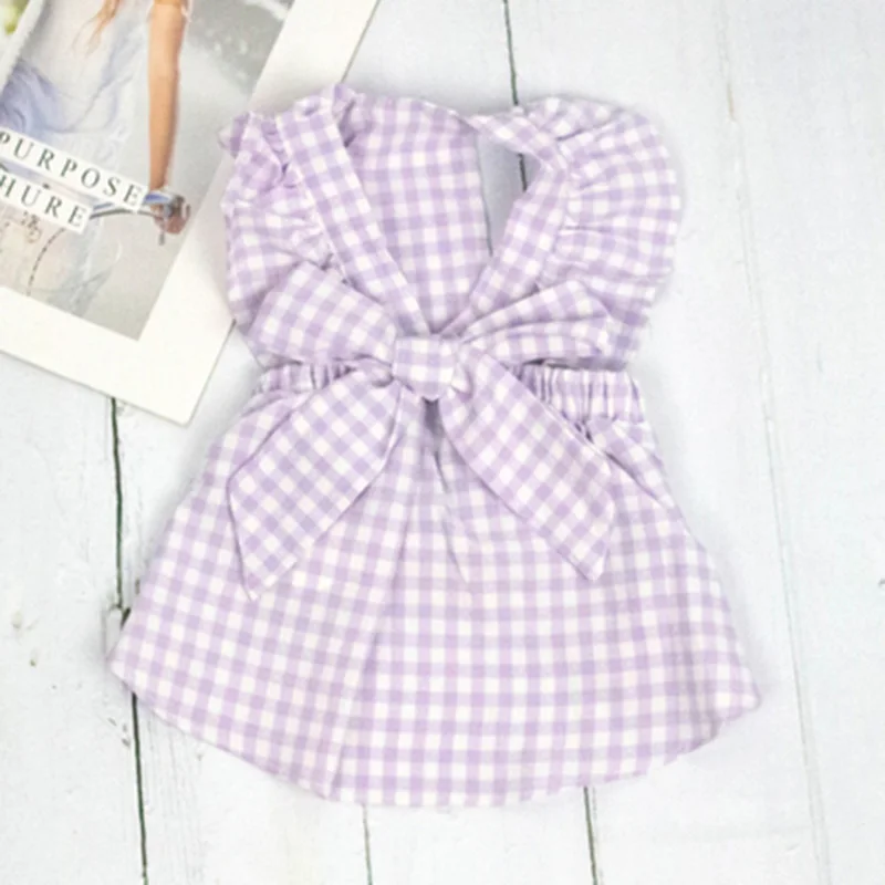 

Schnauzer pet cat dog clothes spring and summer season thin plaid cute skirt short small dog Teddy dress