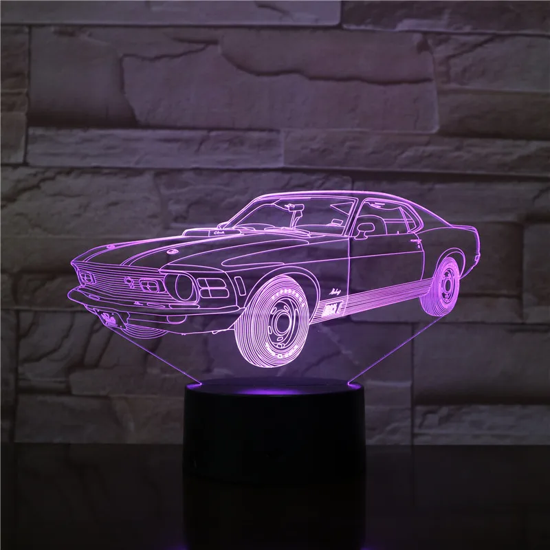 Новый крутой 3D Автомобильный светодиодный ночсветильник с USB настольная лампа