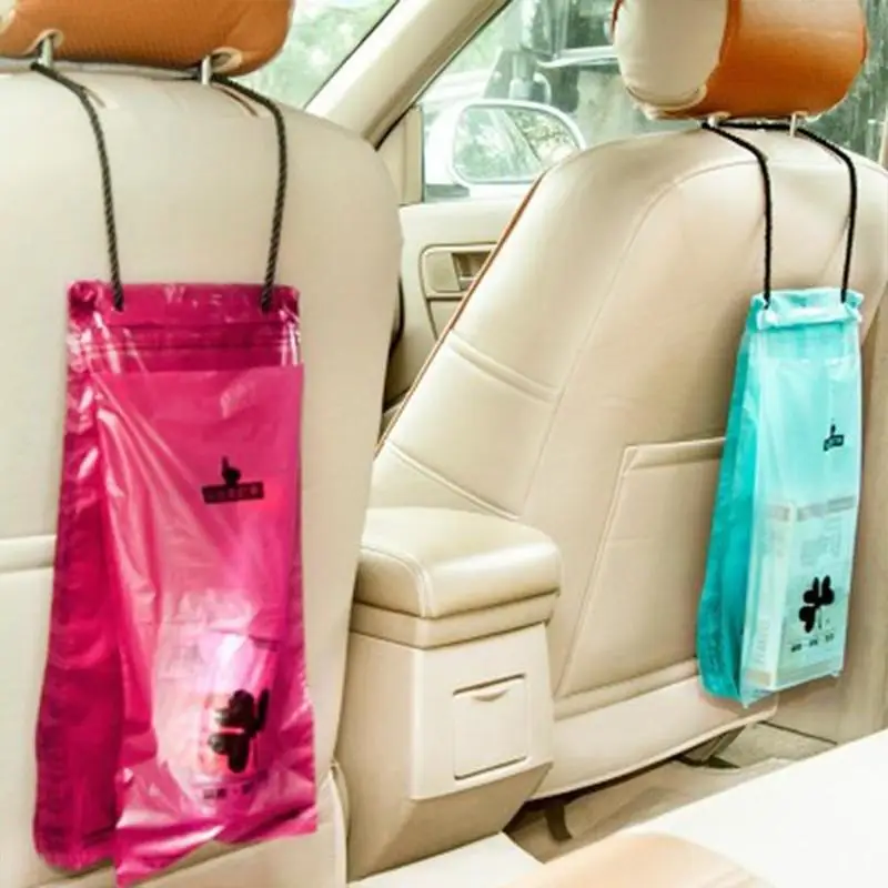 

50pcs Hanging Car Trash Bag Elastic Self-adhesive Garbage Organizers Office Portable Camping Cleaning Seat Bags Auto Accessories
