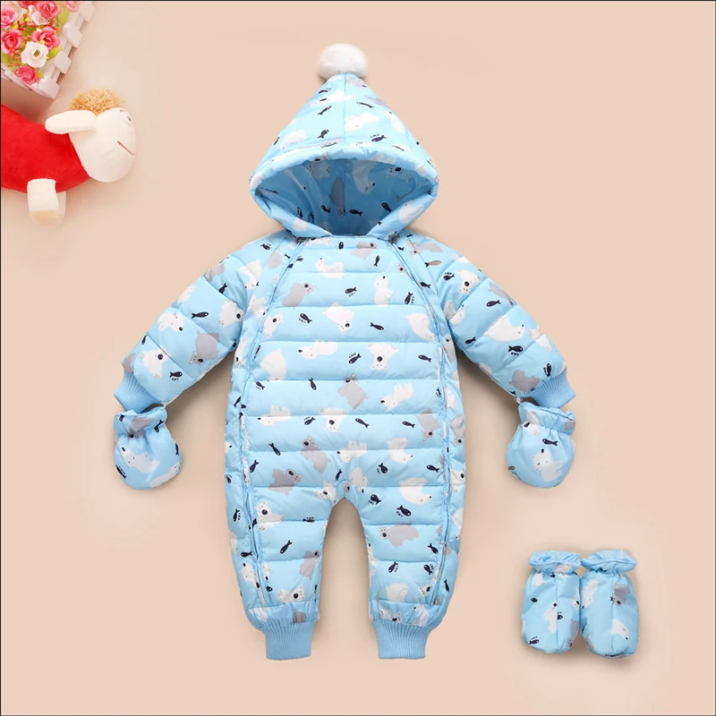 Baby Winter Jumpsuit Overall Duck Down Outerwear Snowsuit for Boy Thick Ski Suit Hooded Girls Jacket Children Warm Coat Parka