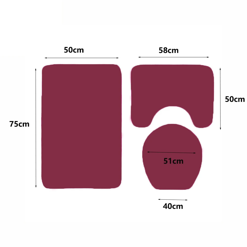 

2021 Luxury 3-piece Toilet Bath Mat Set Non-slip Absorbent Flannel Comfortable Soft Bathroom Carpet Toilet Seat Cushion Carpet