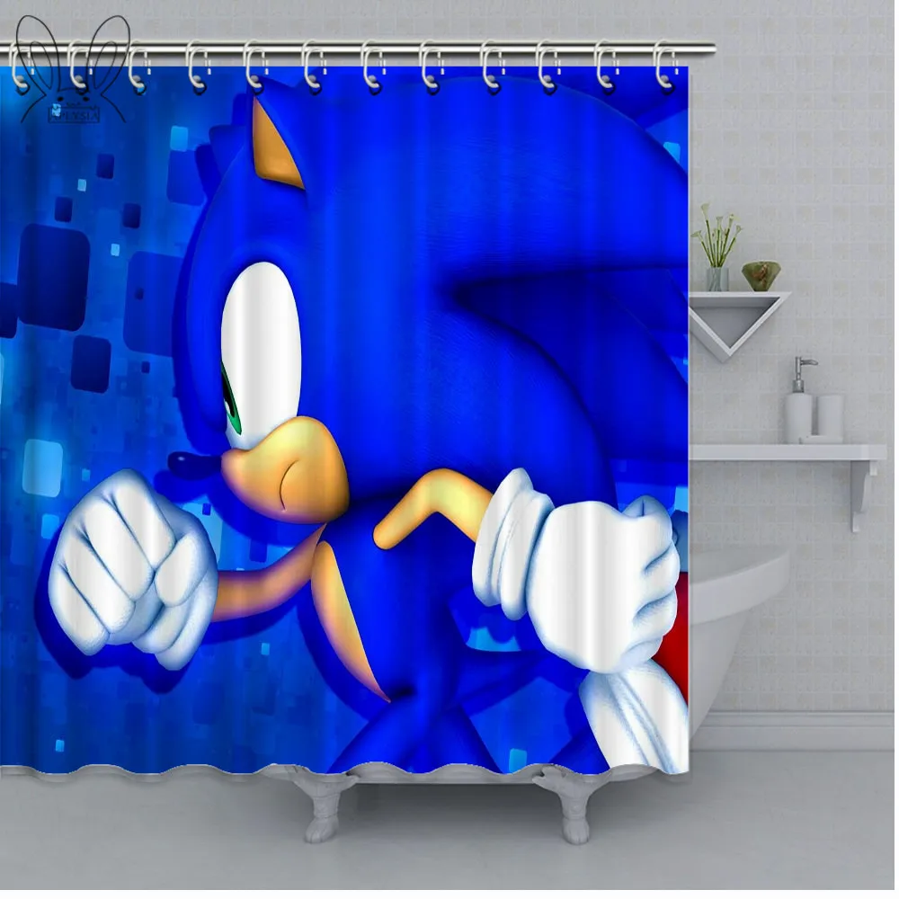 Мультяшная занавеска для душа популярная серия Sonic водонепроницаемая ванны из