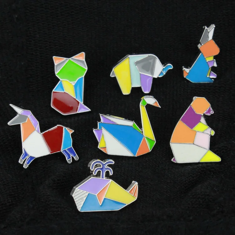 

European and American popular jewelry brooch cartoon seven color block stitching animal elephant cat polar bear badge