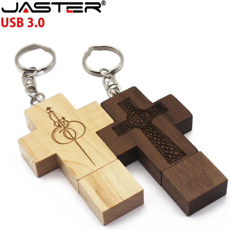JASTER USB 3,0 логотип клиента деревянный Флешка usb-накопитель в виде деревянного Креста флеш-накопитель карта памяти 8 ГБ 16 ГБ 32 ГБ флеш-накопитель брелок подарок