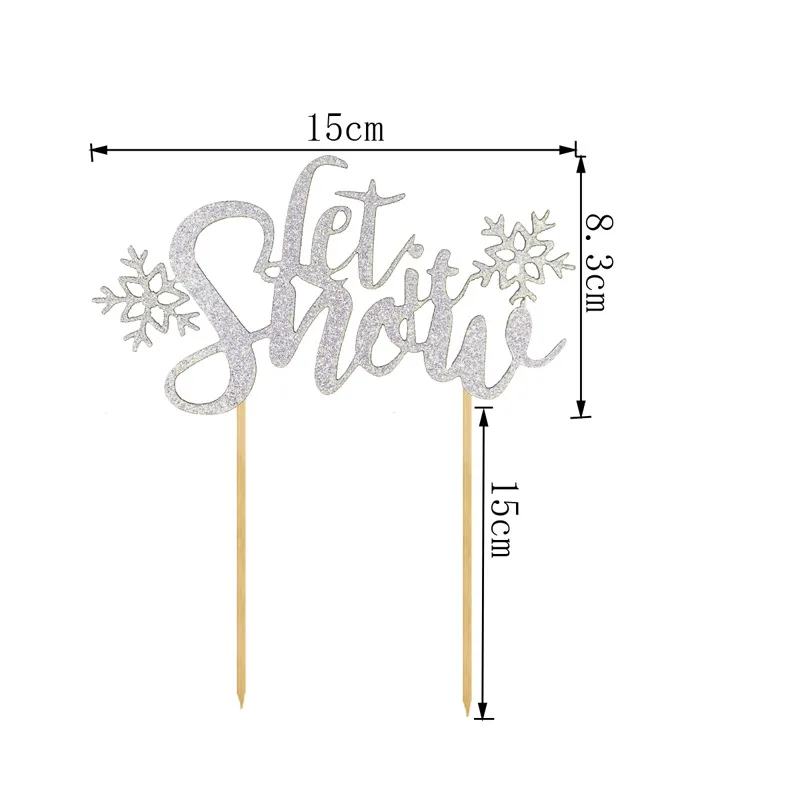 Рождественский капкейк Toppers золотой серебряный блеск снежное украшение веселые