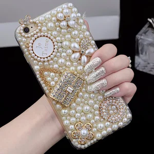 woman girls pearl case for huawei p40 p30 p20 p10 lite e pro y5 y6 y7 y9 p smart 2019 z 2021 glitter bling diamond coque cover free global shipping