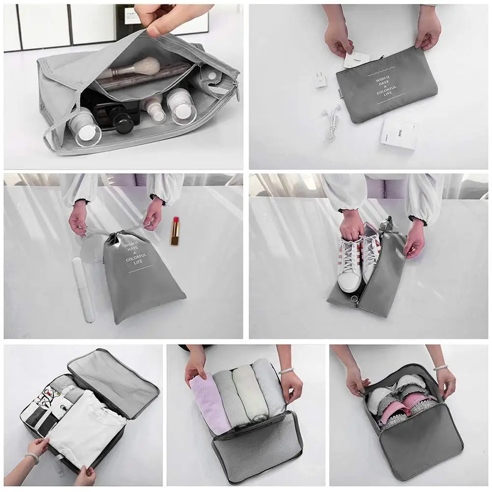 8PCS Travel Storage Bag Clothes Sock Zipper Waterproof Packing Organizers Home Partition Tidy Trave Bags | Дом и сад