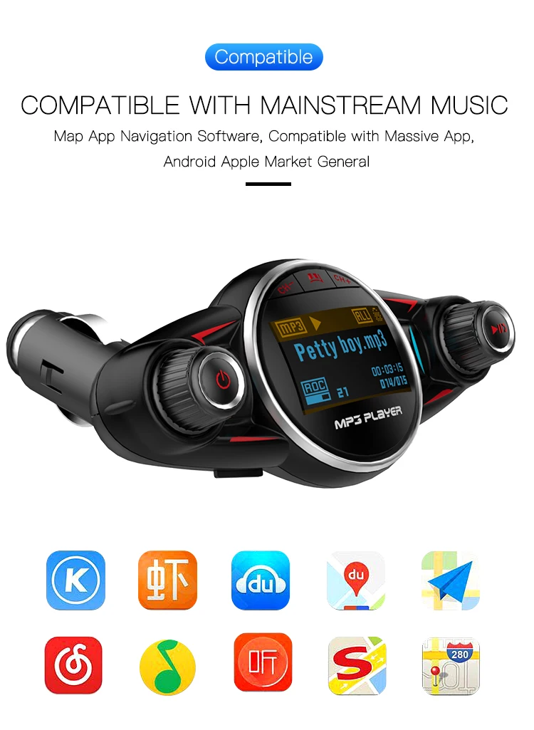 SRUIK, fm-передатчик, Bluetooth, Автомобильный/FM модулятор, 180 Вращение, 1,", ЖК-дисплей, трансметтер, Fm гарнитура, автомобильный комплект, быстрая зарядка